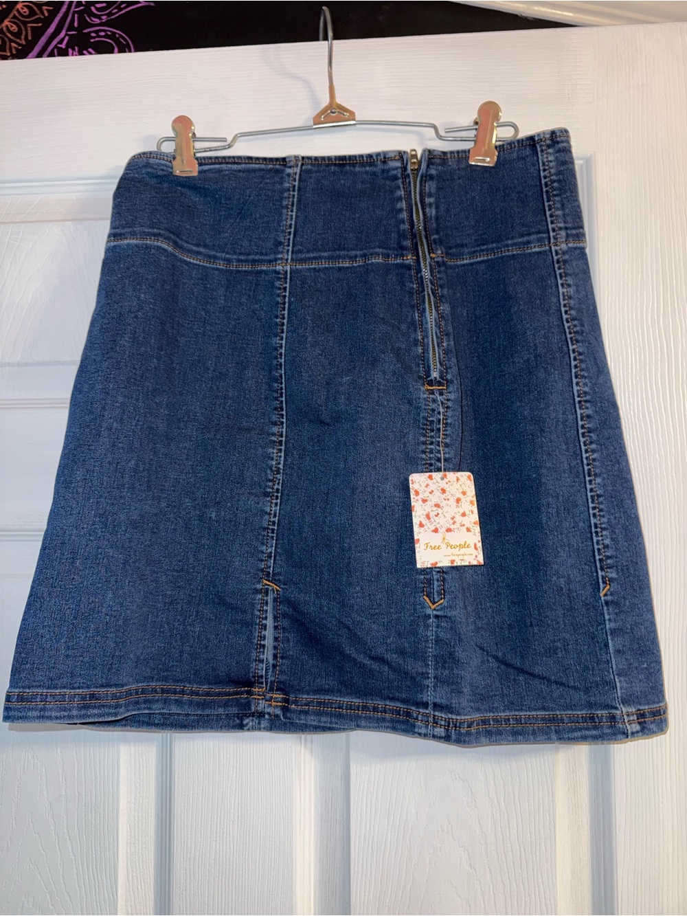 NWT Free People Canyon Blue Denim Mini Skirt Size 12